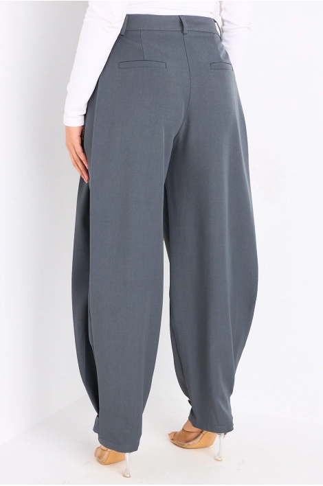 Pantalon gris à bas de jambes ajustables