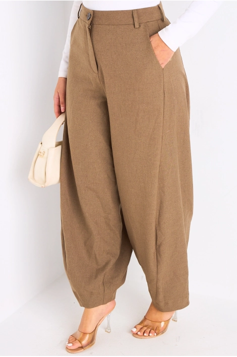 Pantalon camel à bas de jambes ajustables
