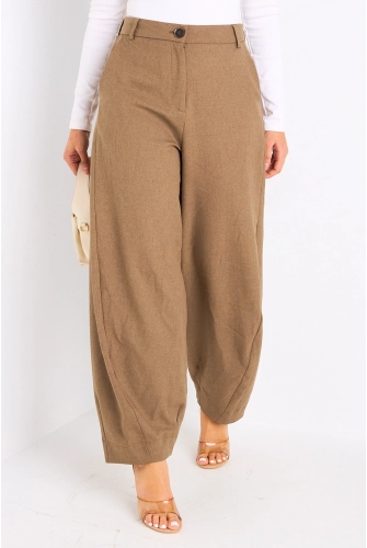 Pantalon camel à bas de jambes ajustables