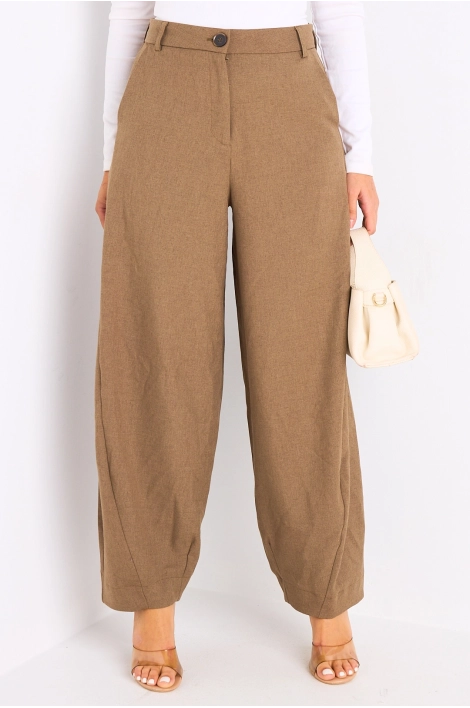 Pantalon camel à bas de jambes ajustables