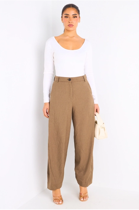 Pantalon camel à bas de jambes ajustables
