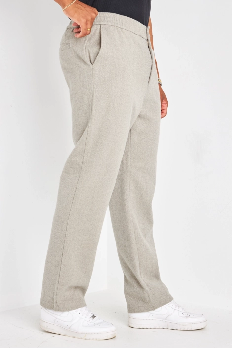 Ensemble 2 pièces vert clair veste à col rabat + pantalon coupe droite effet texturé