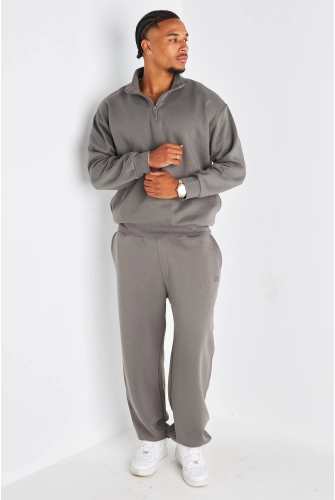 Ensemble 2 pièces pull à zip + jogging  gris foncé