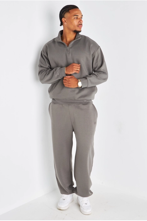 Ensemble 2 pièces pull à zip + jogging  gris foncé