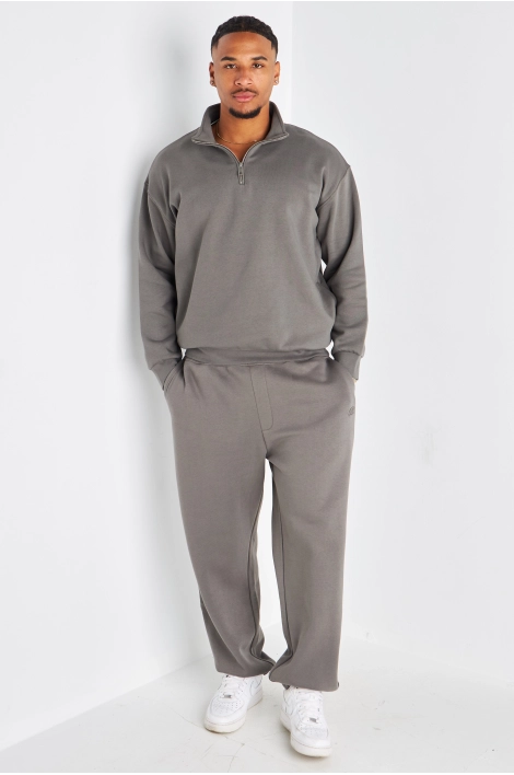 Ensemble 2 pièces pull à zip + jogging  gris foncé