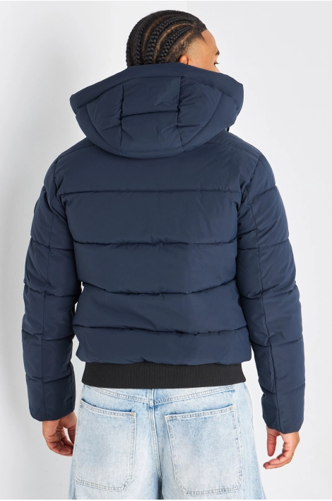 Doudoune bleu marine matelassée à capuche