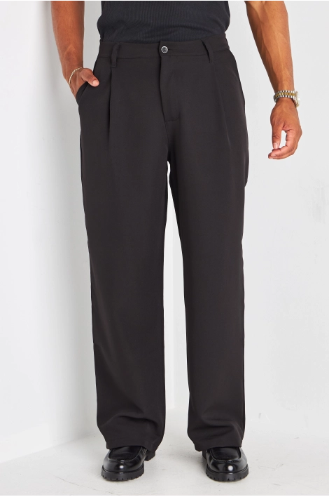 Pantalon à pince noir à coupe droite