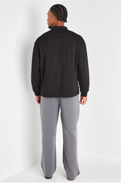 Pantalon à pince gris à coupe droite
