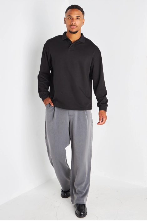 Pantalon à pince gris à coupe droite