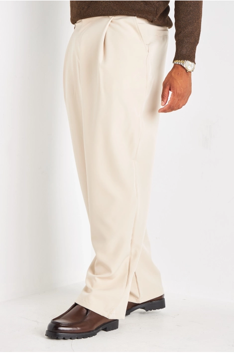 Pantalon à pince beige à coupe droite