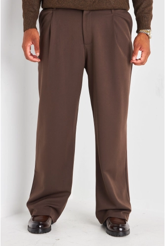 Pantalon à pince café à coupe droite