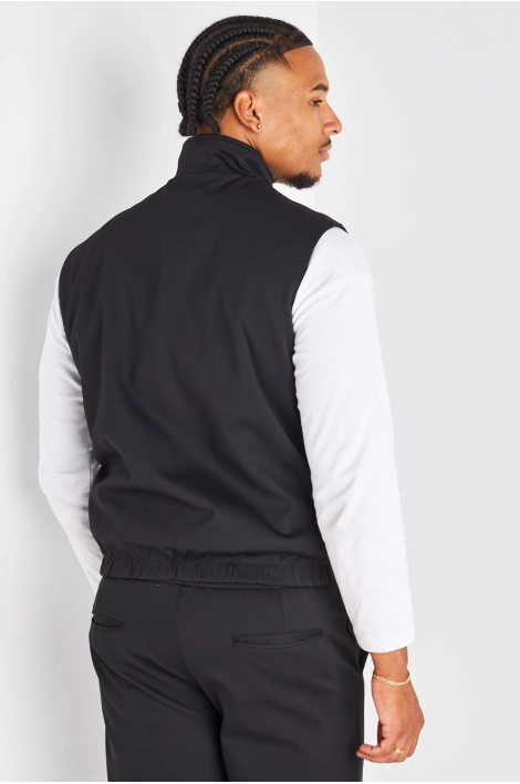 Ensemble 3 pièces noir veste sans manches + manteau manches longues + pantalon