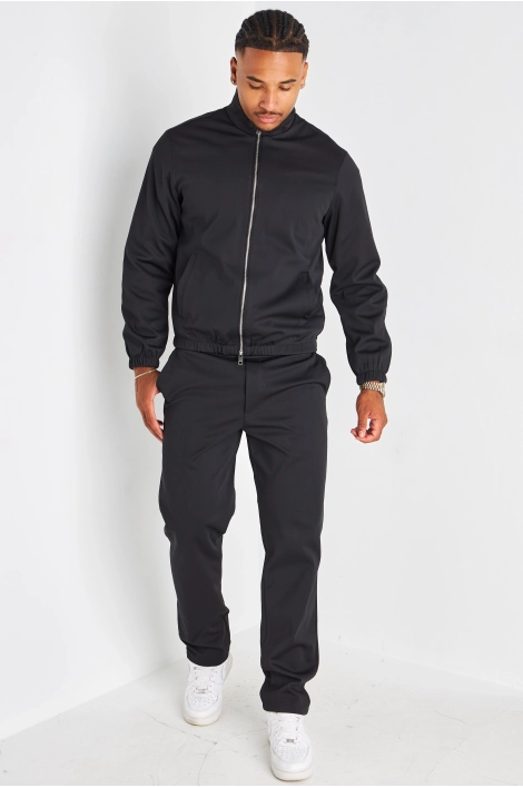 Ensemble 3 pièces noir veste sans manches + manteau manches longues + pantalon