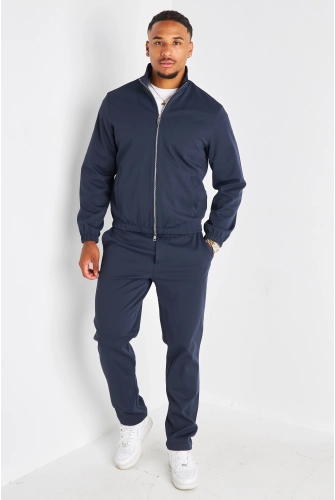 Ensemble 3 pièces bleu marine veste sans manches + manteau manches longues + pantalon