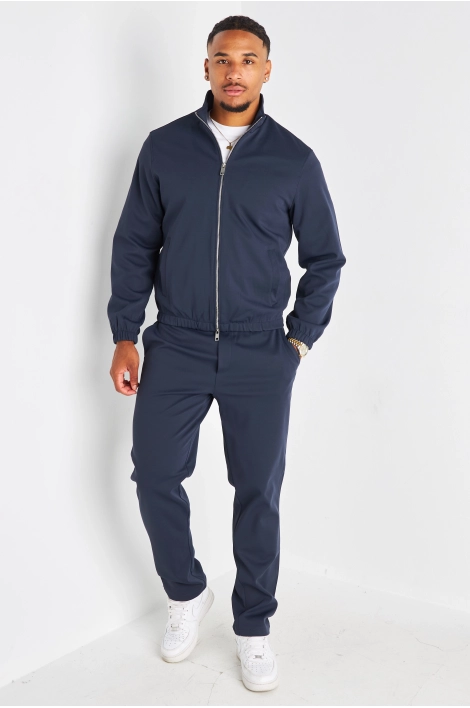 Ensemble 3 pièces bleu marine veste sans manches + manteau manches longues + pantalon