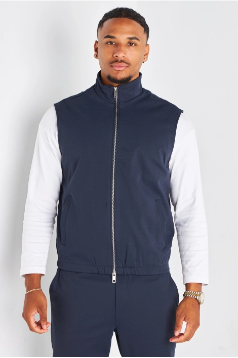 Ensemble 3 pièces bleu marine veste sans manches + manteau manches longues + pantalon
