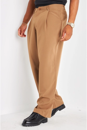 Pantalon à pince camel à coupe droite