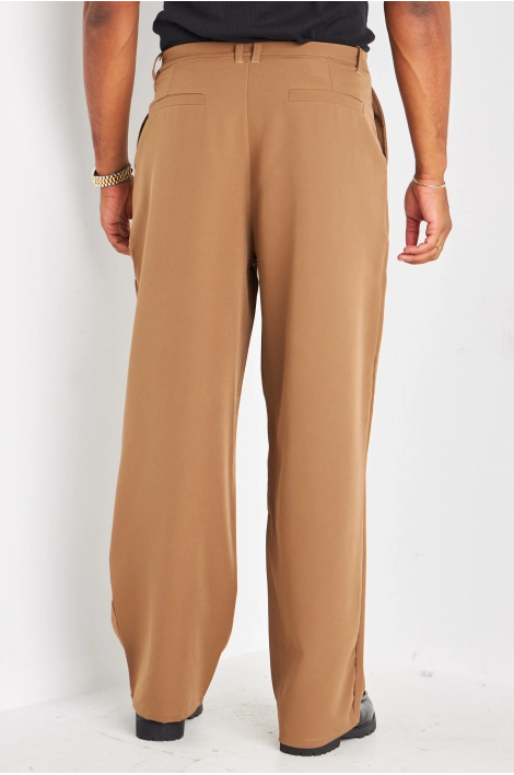 Pantalon à pince camel à coupe droite