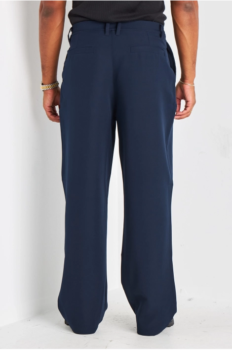 Pantalon à pince bleu à coupe droite