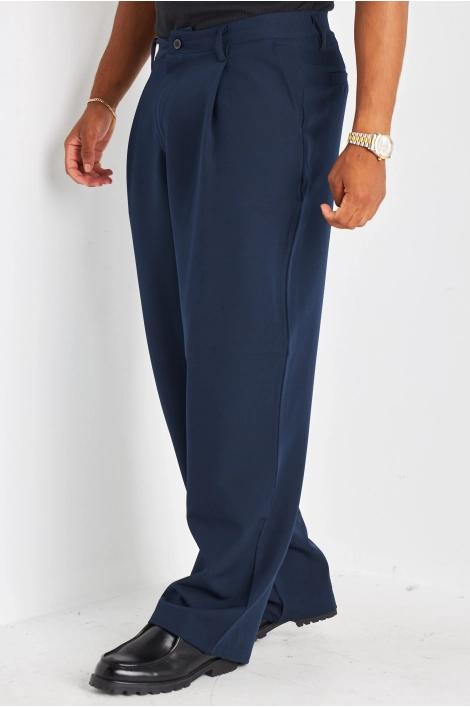 Pantalon à pince bleu à coupe droite