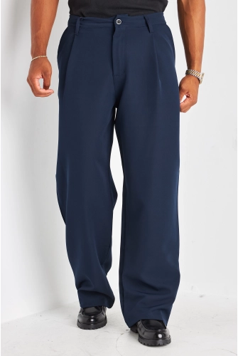 Pantalon à pince bleu à coupe droite