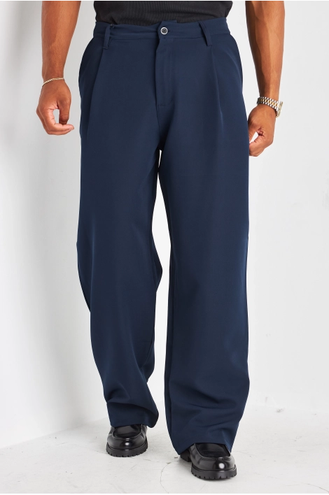 Pantalon à pince bleu à coupe droite