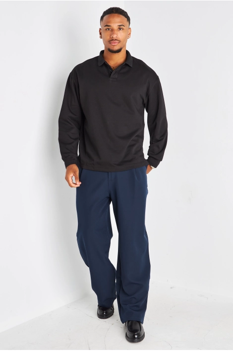 Pantalon à pince bleu à coupe droite