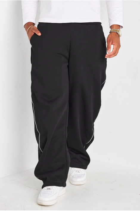 Jogging noir à empiècements strass et zip