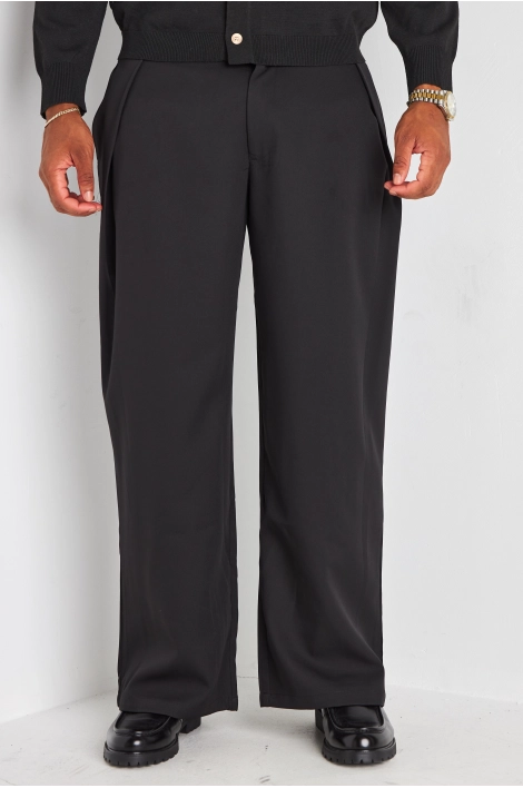 Pantalon de ville noir à coupe large