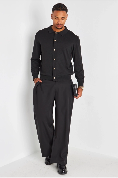 Pantalon de ville noir à coupe large