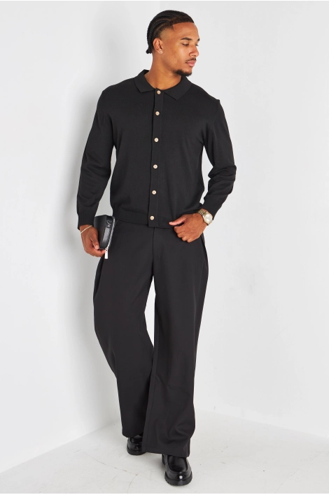 Pantalon de ville noir à coupe large
