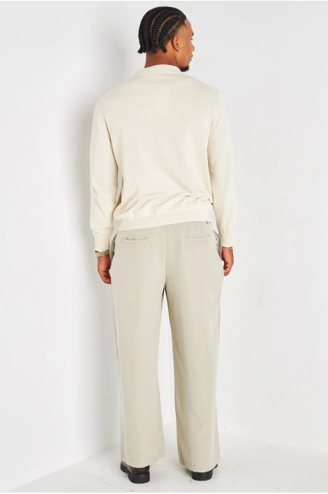 Pantalon de ville beige à coupe large