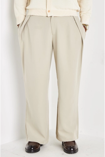 Pantalon de ville beige à coupe large