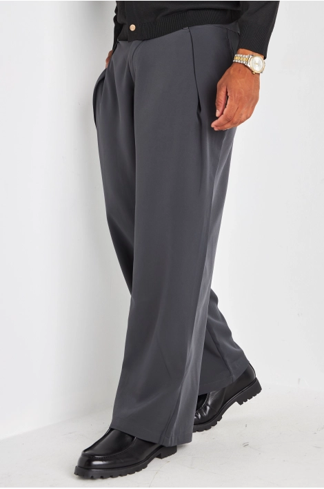 Pantalon de ville gris à coupe large