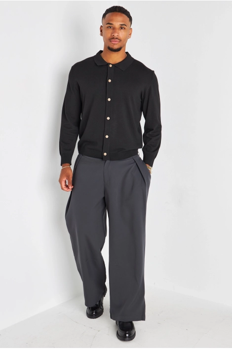 Pantalon de ville gris à coupe large