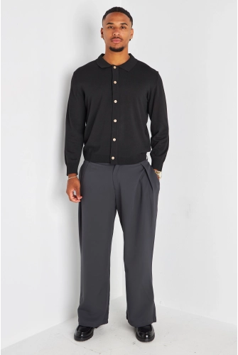 Pantalon de ville gris à coupe large