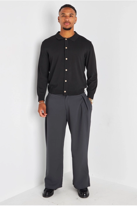 Pantalon de ville gris à coupe large
