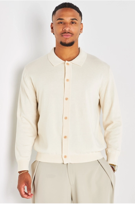 Gilet beige en maille fine