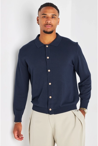 Gilet bleu marine en maille fine