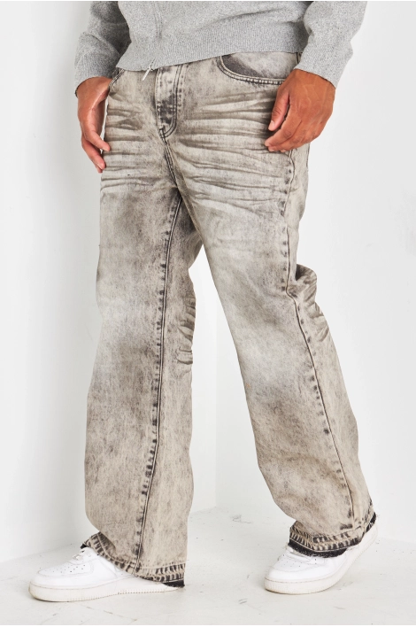 Jean's gris effet délavé et plissé