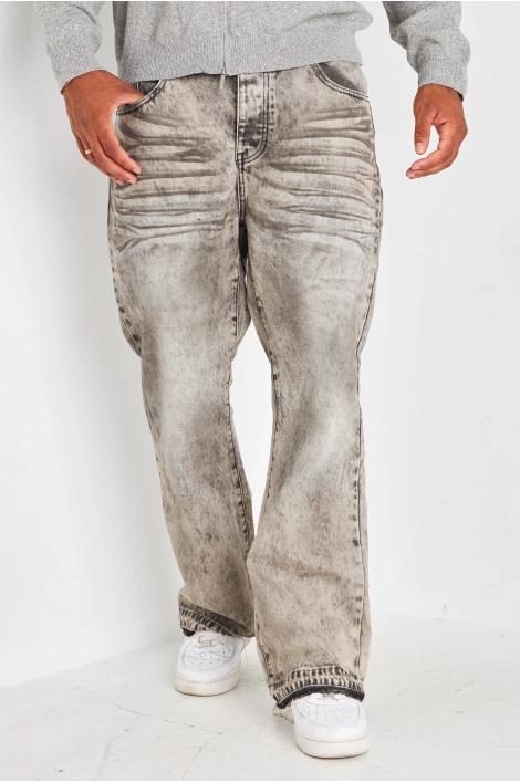 Jean's gris effet délavé et plissé