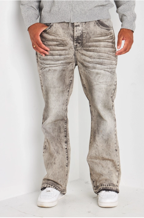 Jean's gris effet délavé et plissé
