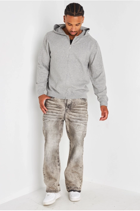 Jean's gris effet délavé et plissé