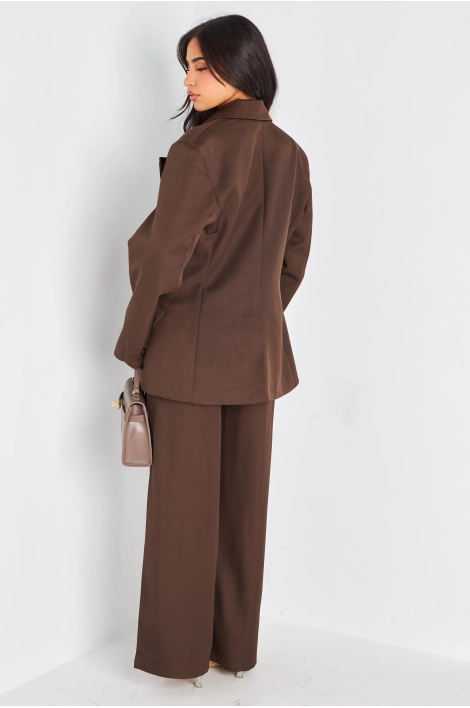 Ensemble deux pièces couleur café blazer + pantalon coupe droite