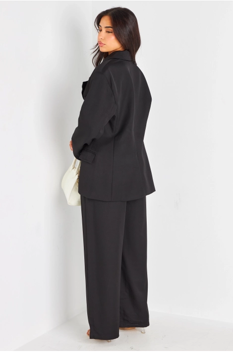 Ensemble deux pièces noir blazer + pantalon coupe droite