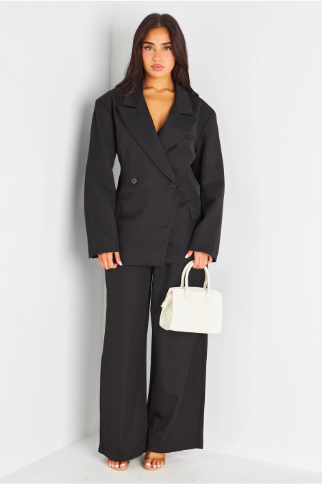 Ensemble deux pièces noir blazer + pantalon coupe droite