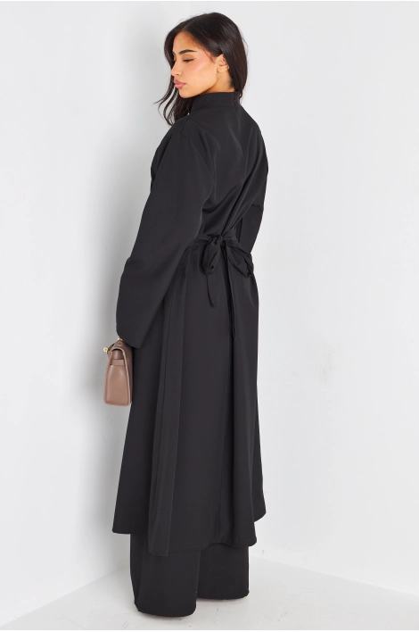 Ensemble deux pièces noir blouse longue + pantalon coupe droite