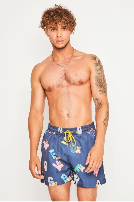 Short de bain bleu à nounours