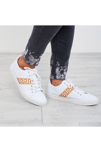 Baskets blanches avec bande spirale