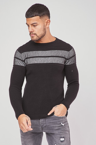 Pull fine maille noir